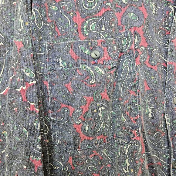 Green Mountain Dry‎ Goods Men's Large Paisley Print Button Down Shirt VTG - Picture 2 of 6